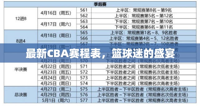 CBA籃球盛宴，最新賽程表一覽