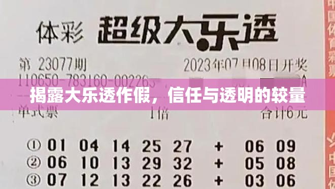 揭露大樂透作假，信任與透明的較量