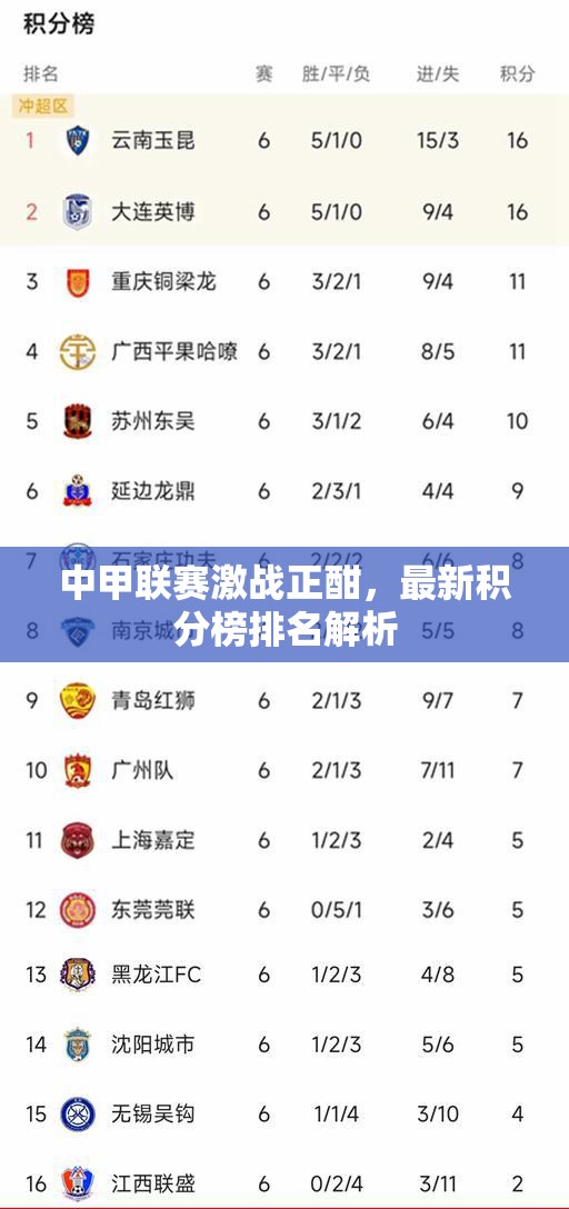 中甲聯(lián)賽積分榜深度解析，激戰(zhàn)正酣的排名爭奪戰(zhàn)