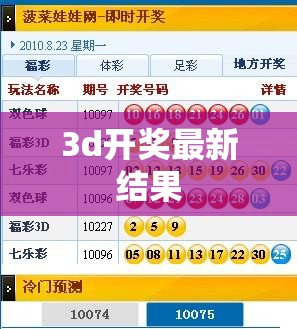 3D彩票最新開獎(jiǎng)結(jié)果揭曉