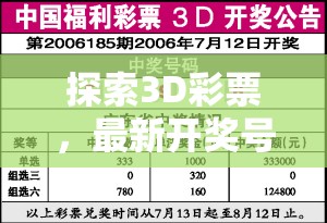 探索3D彩票，最新開獎號碼的奧秘