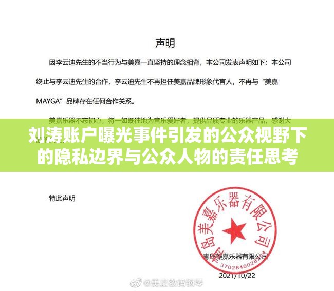 劉濤賬戶曝光事件引發(fā)的公眾視野下的隱私邊界與公眾人物的責(zé)任思考