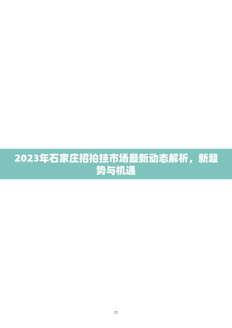 2023年石家莊招拍掛市場最新動態(tài)解析，新趨勢與機(jī)遇