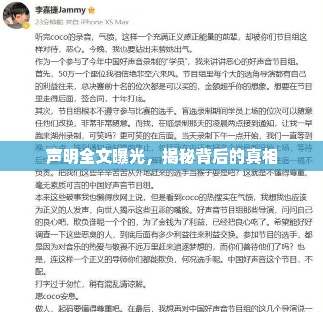 聲明全文曝光，揭秘背后的真相