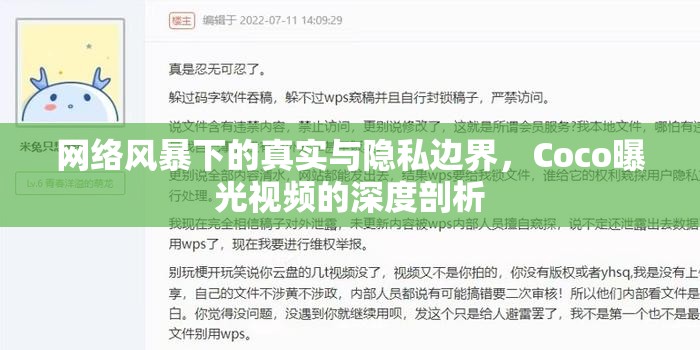 網(wǎng)絡風暴下的真實與隱私邊界，Coco曝光視頻的深度剖析