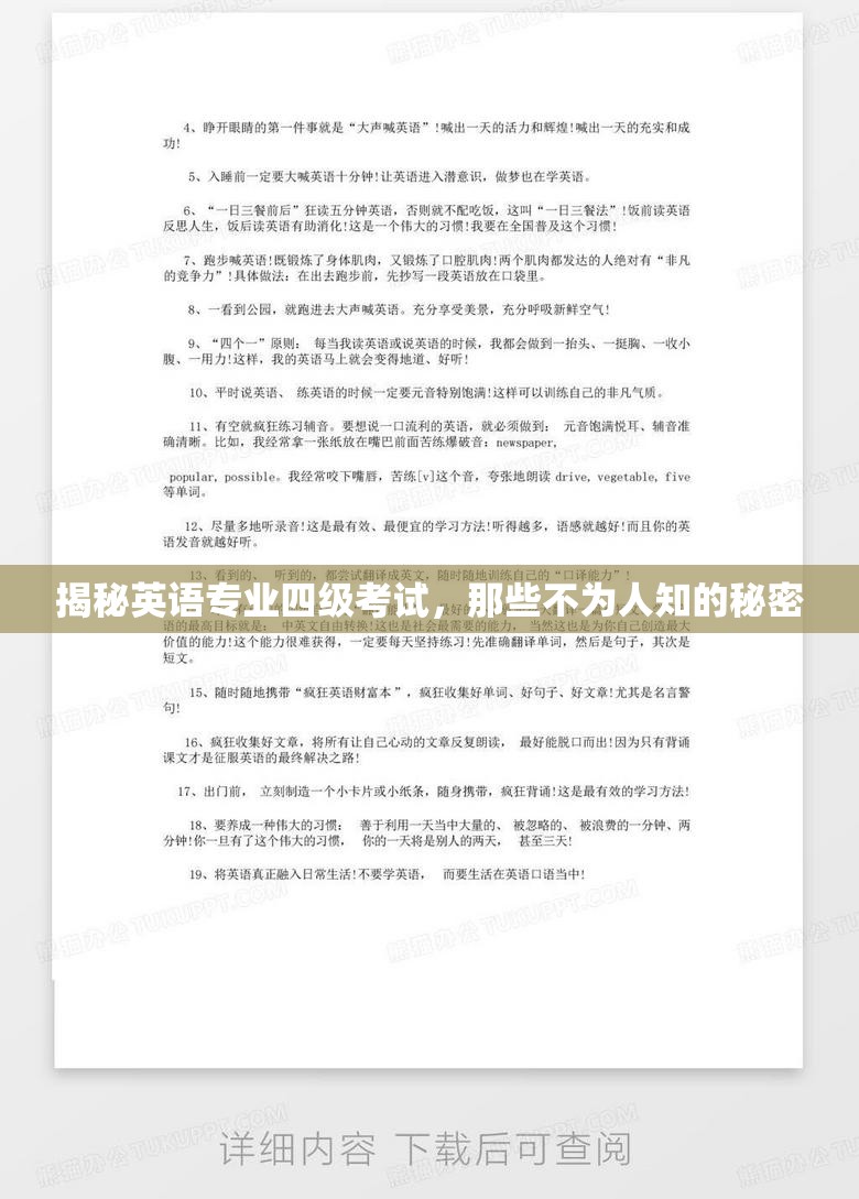 揭秘英語(yǔ)專業(yè)四級(jí)考試，那些不為人知的秘密