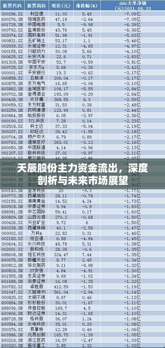 天辰股份主力資金流出，深度剖析與未來市場展望