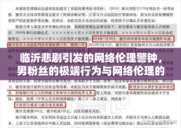 臨沂悲劇引發(fā)的網絡倫理警鐘，男粉絲的極端行為與網絡倫理的反思