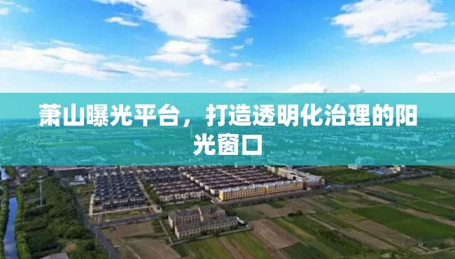 蕭山曝光平臺，打造透明化治理的陽光窗口