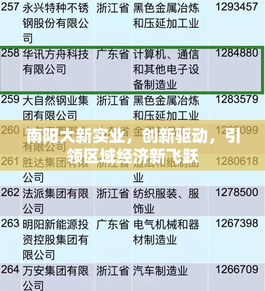 南陽大新實(shí)業(yè)，創(chuàng)新驅(qū)動，引領(lǐng)區(qū)域經(jīng)濟(jì)新飛躍