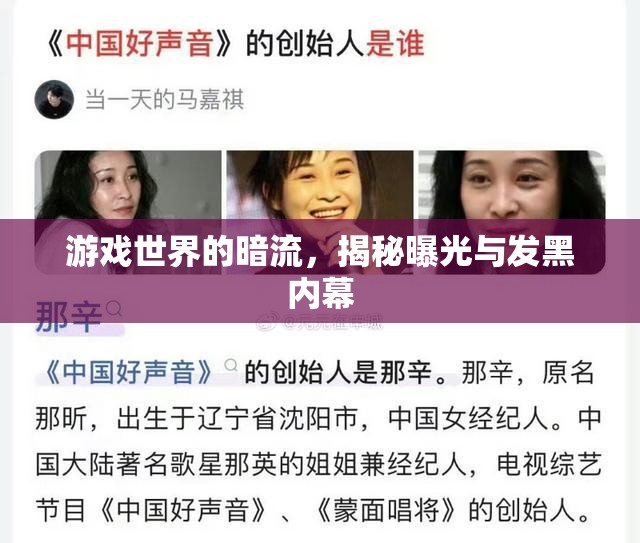 游戲世界的暗流，揭秘曝光與發(fā)黑內幕