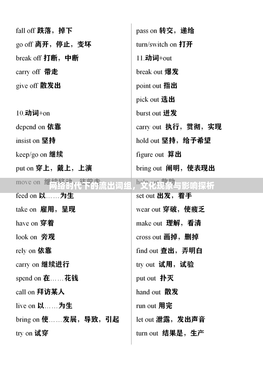 網(wǎng)絡(luò)時(shí)代下的流出詞組，文化現(xiàn)象與影響探析