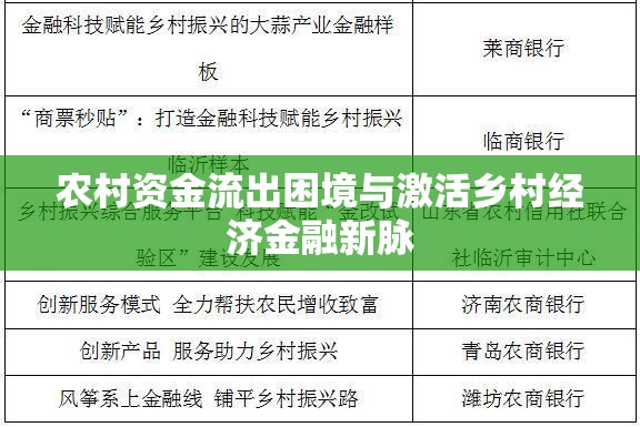農(nóng)村資金流出困境與激活鄉(xiāng)村經(jīng)濟(jì)金融新脈