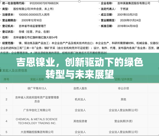 吉恩鎳業(yè)，創(chuàng)新驅(qū)動(dòng)下的綠色轉(zhuǎn)型與未來展望
