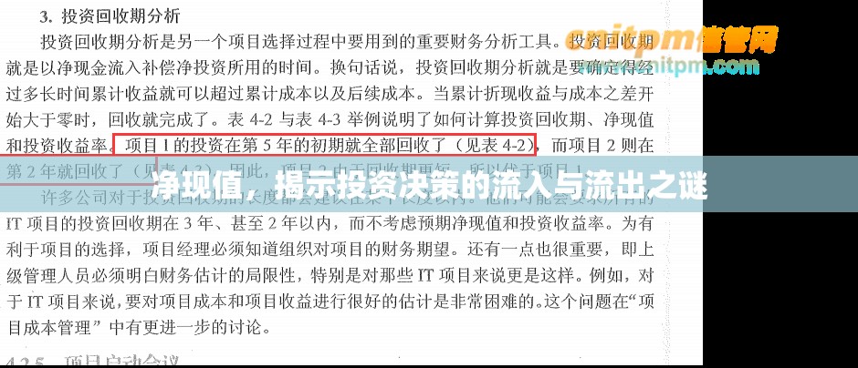 凈現(xiàn)值，揭示投資決策的流入與流出之謎