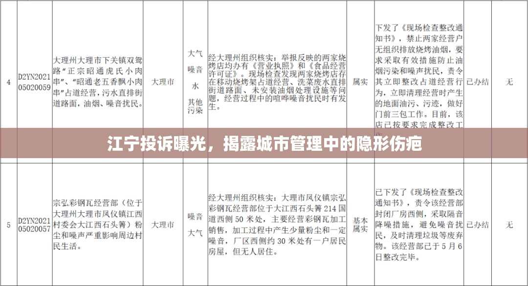 江寧投訴曝光，揭露城市管理中的隱形傷疤