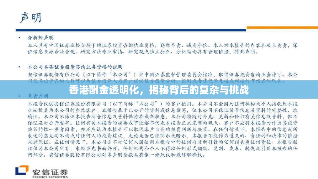 香港酬金透明化，揭秘背后的復(fù)雜與挑戰(zhàn)
