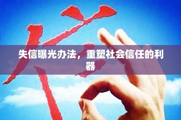 失信曝光辦法，重塑社會(huì)信任的利器