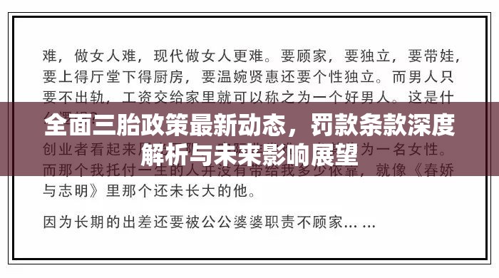 全面三胎政策最新動態(tài)，罰款條款深度解析與未來影響展望