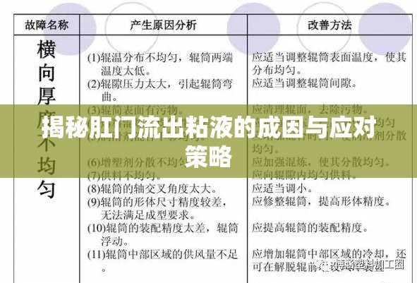 揭秘肛門流出粘液的成因與應對策略