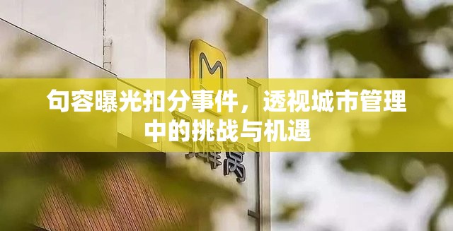 句容曝光扣分事件，透視城市管理中的挑戰(zhàn)與機(jī)遇