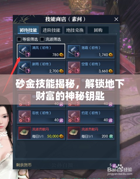 砂金技能揭秘，解鎖地下財(cái)富的神秘鑰匙