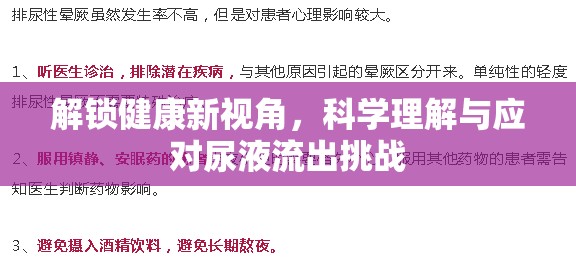 解鎖健康新視角，科學(xué)理解與應(yīng)對(duì)尿液流出挑戰(zhàn)