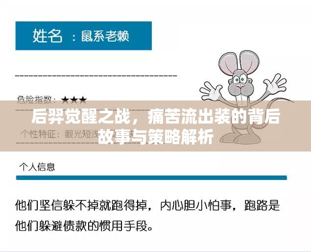 后羿覺醒之戰(zhàn)，痛苦流出裝的背后故事與策略解析
