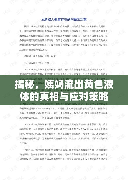 揭秘，姨媽流出黃色液體的真相與應(yīng)對策略