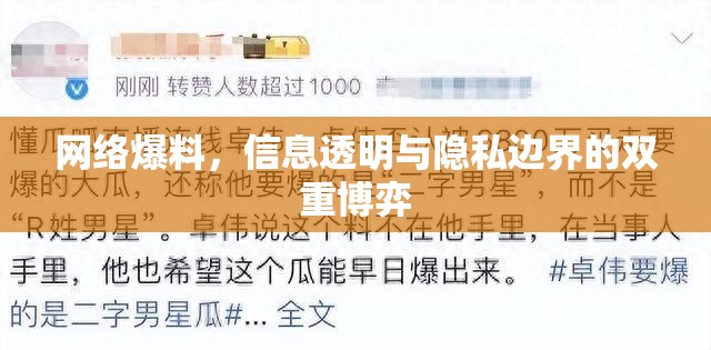 網(wǎng)絡(luò)爆料，信息透明與隱私邊界的雙重博弈