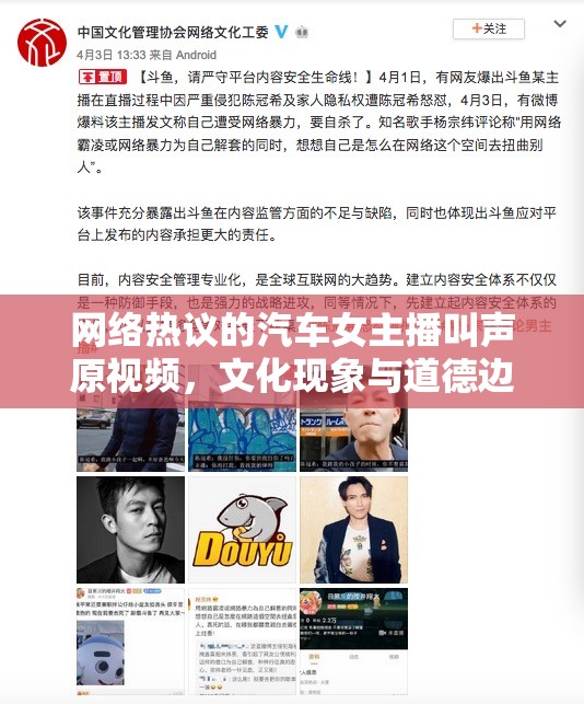 網(wǎng)絡(luò)熱議的汽車女主播叫聲原視頻，文化現(xiàn)象與道德邊界的探討