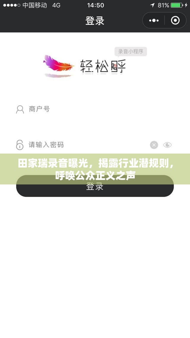 田家瑞錄音曝光，揭露行業(yè)潛規(guī)則，呼喚公眾正義之聲