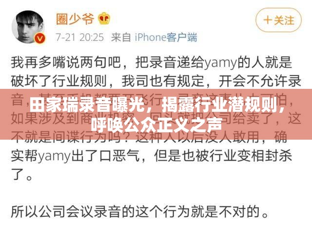 田家瑞錄音曝光，揭露行業(yè)潛規(guī)則，呼喚公眾正義之聲