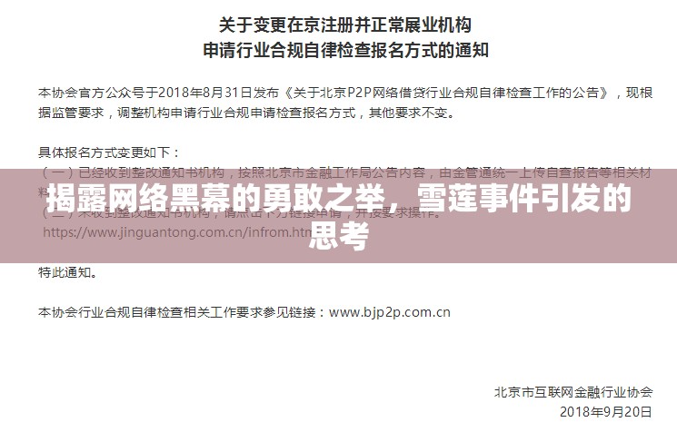 揭露網(wǎng)絡黑幕的勇敢之舉，雪蓮事件引發(fā)的思考