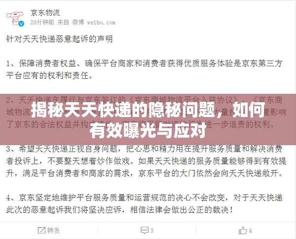 揭秘天天快遞的隱秘問題，如何有效曝光與應對