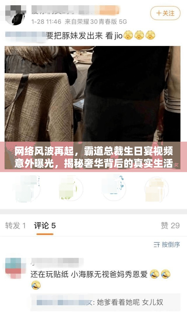 網(wǎng)絡風波再起，霸道總裁生日宴視頻意外曝光，揭秘奢華背后的真實生活