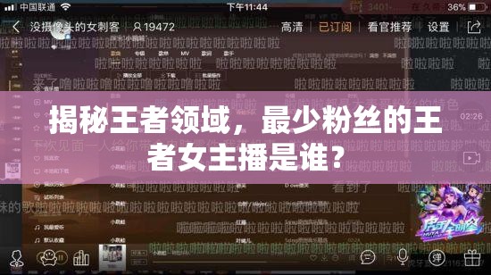 揭秘王者領(lǐng)域，最少粉絲的王者女主播是誰？