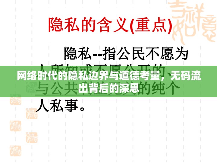 網(wǎng)絡(luò)時(shí)代的隱私邊界與道德考量，無碼流出背后的深思