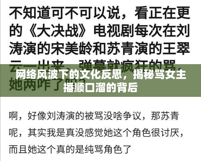 網(wǎng)絡(luò)風波下的文化反思，揭秘罵女主播順口溜的背后