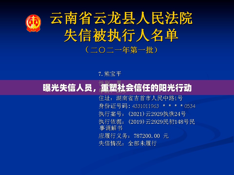曝光失信人員，重塑社會(huì)信任的陽光行動(dòng)