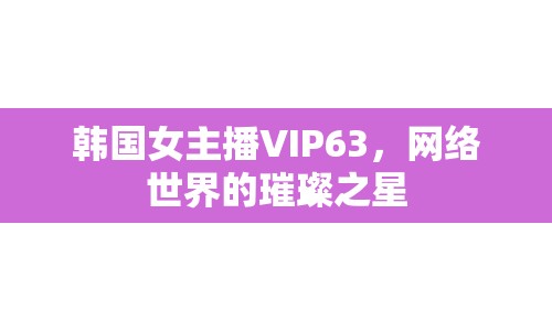 韓國女主播VIP63，網(wǎng)絡(luò)世界的璀璨之星