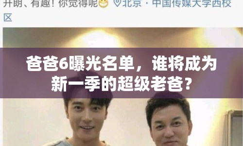 爸爸6曝光名單，誰將成為新一季的超級老爸？
