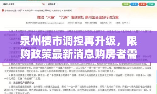 泉州樓市調(diào)控再升級(jí)，限購政策最新消息購房者需留意