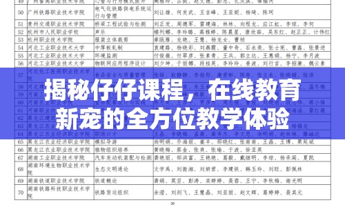 揭秘仔仔課程，在線教育新寵的全方位教學(xué)體驗(yàn)