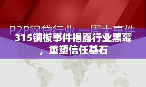 315鋼板事件揭露行業(yè)黑幕，重塑信任基石
