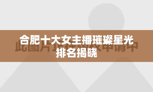 合肥十大女主播璀璨星光排名揭曉