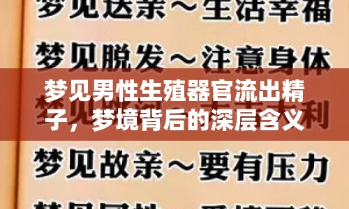 夢見男性生殖器官流出精子，夢境背后的深層含義與心理啟示