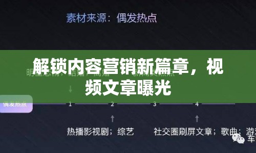 解鎖內(nèi)容營銷新篇章，視頻文章曝光