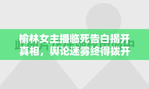 榆林女主播臨死告白揭開真相，輿論迷霧終得撥開