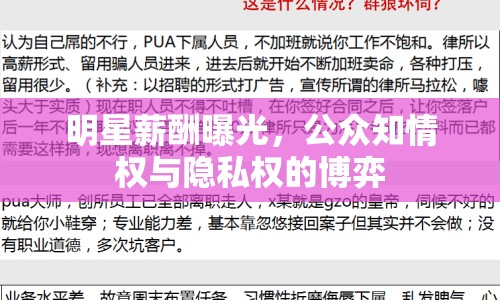 明星薪酬曝光，公眾知情權(quán)與隱私權(quán)的博弈